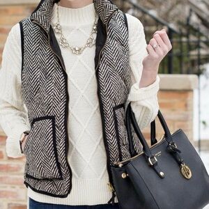 J.Crew Excursion Herringbone Quilted Puffer Vest Preppy Classic Black xsmall